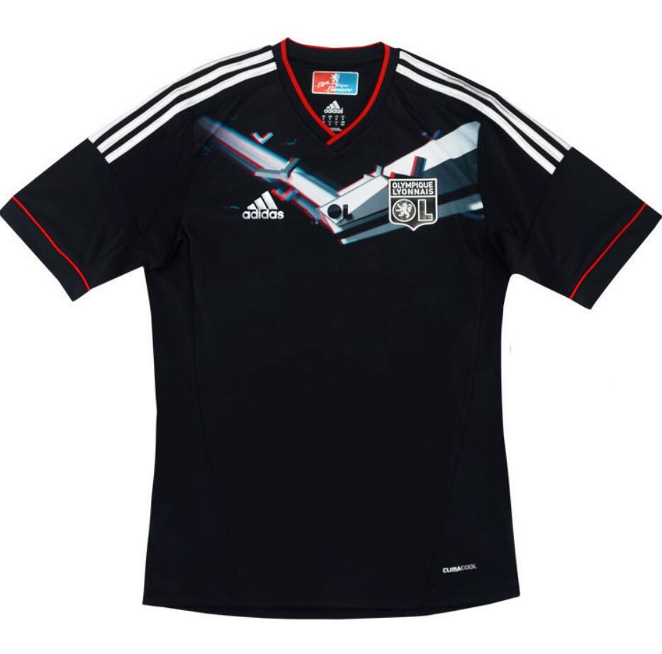 2012-13 Olympique Lyonnais Retro Black Away Kit Soccer Jersey